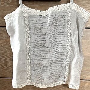 ZARA Elegant Lace Trimmed Gray Top